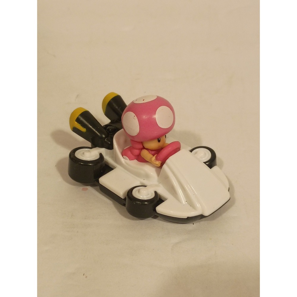 Nintendo Mario Kart Toadette Figure White Racing Kart Collectible Toy Pink